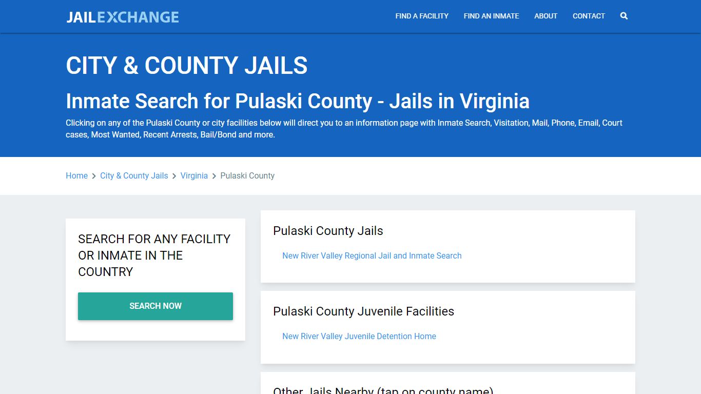 Inmate Search for Pulaski County | Jails in Virginia - Jail Exchange